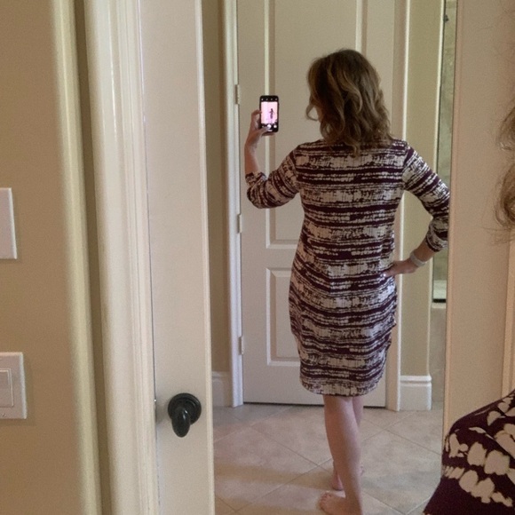 Target Mossimo Silky Purple Pattern 3/4 Sleeve Short Dress Size Small - Picture 3 of 10